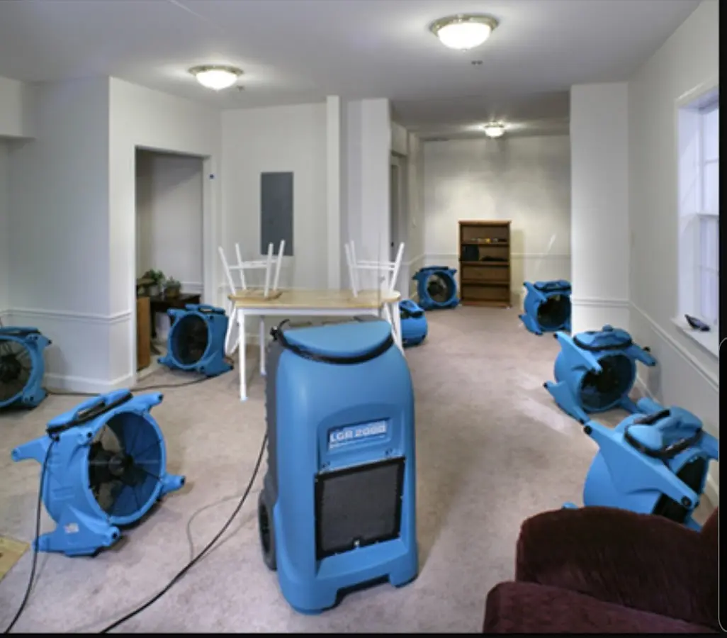 Air movers and dehumidifier setup for Water Extraction & Removal in Schertz