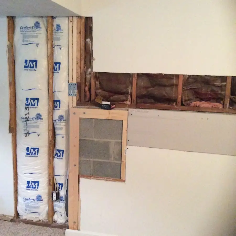 Wall insulation replacement during Basement Flood Cleanup in Schertz